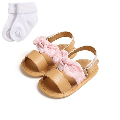 Baby Girls Boys PU Leather Sandals Bowknot Shoe Rubber Sole Open Toe Infant Toddler First Walker Princess Dress Shoes