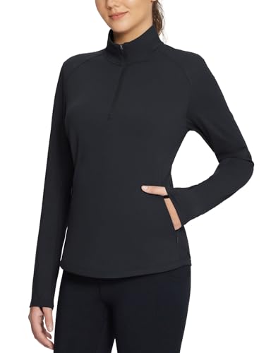 baleaf Women's Fleece Pullover Jacket Water Resistant Half Zip Thermal Golf Shirts Cold Weather Running Gear Winter