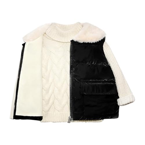 Girls Puffer Vest Fleece Collar Zip Up Button Sleeveless Down Jacket with Pockets Fall Winter Warm Full Zipper Down Vest4
