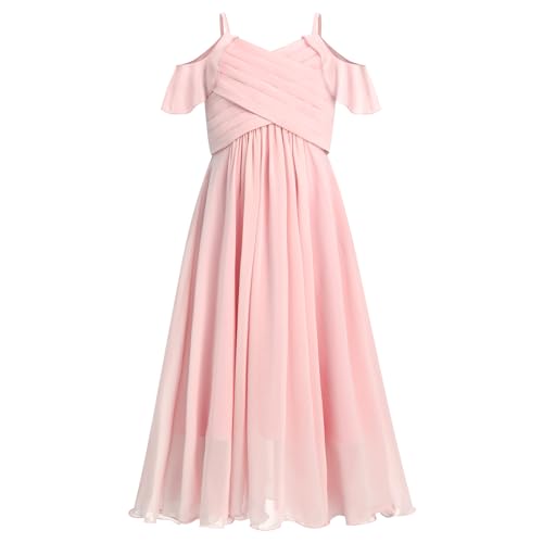 IBTOM CASTLE Toddlers Girls Formal Dress Off-Shoulder Chiffon Flower Girl A-line Party Dress Pageant Evening