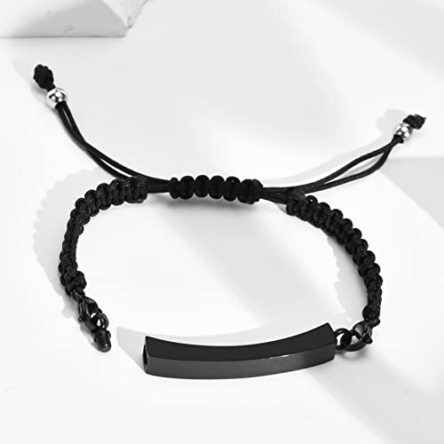 Hisatan Personalized Customized Woven Cord Cremation Cube Urn Adjustable Bracelet Memorial Ashes Holder Keepsake #TOP3