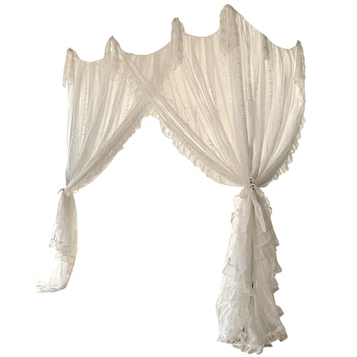Aetherize Ciel de lit, Rideaux de lit Blancs Style Princesse française avec 3 Ouvertures pour la Protection, Rideaux à baldaquin romantiques pour Filles et...
