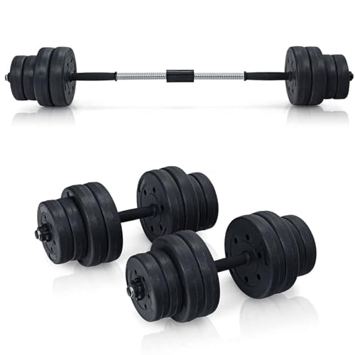 ★ Applicazione multifunzionale 2 in 1 ★ I bilancieri possono essere utilizzati singolarmente o in combinazione, così puoi creare diversi piani di allenamento. Puoi collegare due bilancieri per formare un bilanciere usando una vite di collegamento. Puoi anche usare un bilanciere per formare un manubrio.
