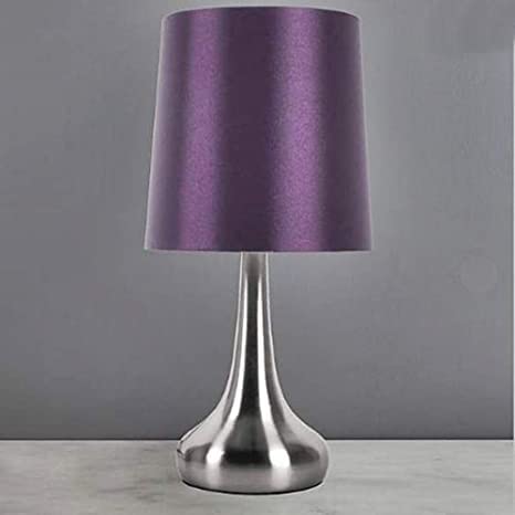 RA-HOMESTORE® New Rimini Touch Dimmable Lamp with Faux Silk Lampshade Bedside Sideboard Desk Table Lamp (Purple)
