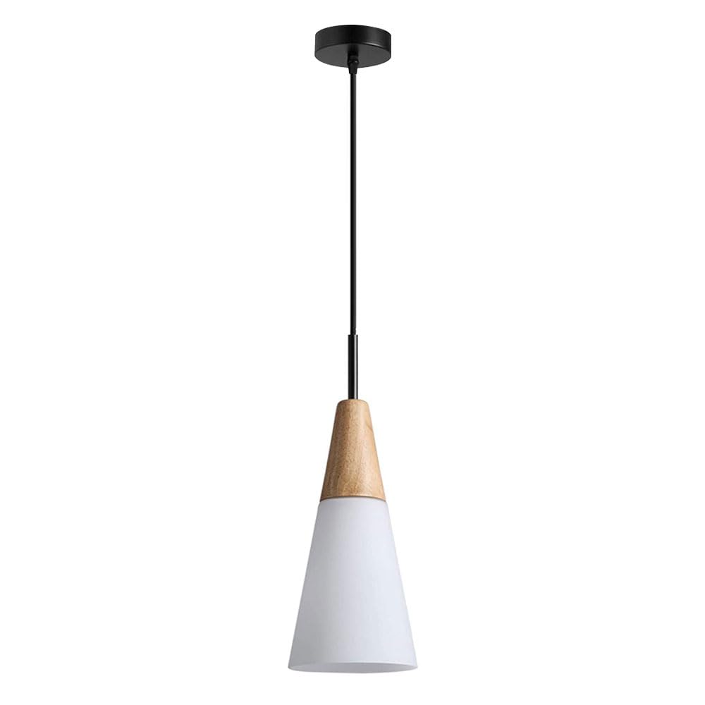 KXKLGWHN Flush Mount Ceiling Lighting Fixtures,Nordic Style Glass Wood Chandelier,Glass Pendant Lamp Lampshade,Living Room and Dining Room Decoration Hanging Light