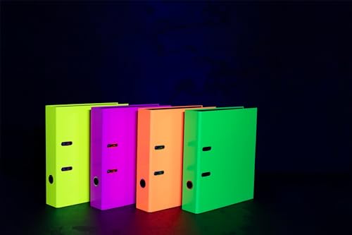 HERMA Ordner A4 Neon Pink, 7 cm breit, Kinder Ringordner, einfarbiger Aktenordner in leuchtender Neon Farbe für Jungen und Mädchen