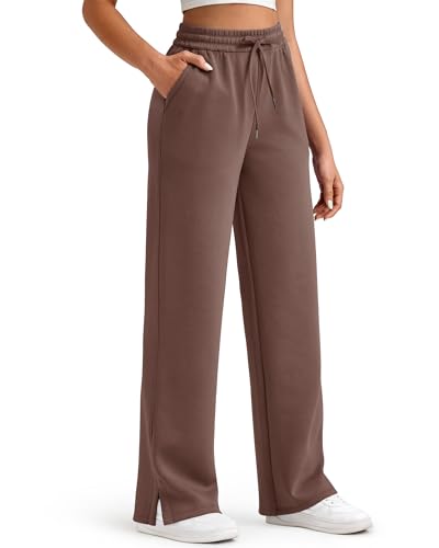 G4Free Smoofit Modal Soft Women's Wide Leg Sweatpants High Waisted Drawstring Side Slit Casual Lounge Pants with Pockets