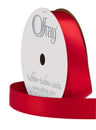 Image of Berwick 062050 5 /8 inch Wide Single Face Satin Ribbon, Red, 6 Yds