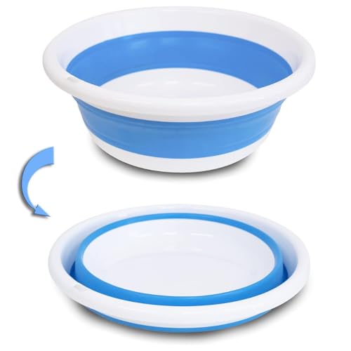 SIC Bacinella multiuso pieghevole; Portatile, forma rotonda, salvaspazio, leggero. Utile sia per la casa, che in cucina; e all'esterno per il campeggio e le gite.(31 cm Azzuro)…