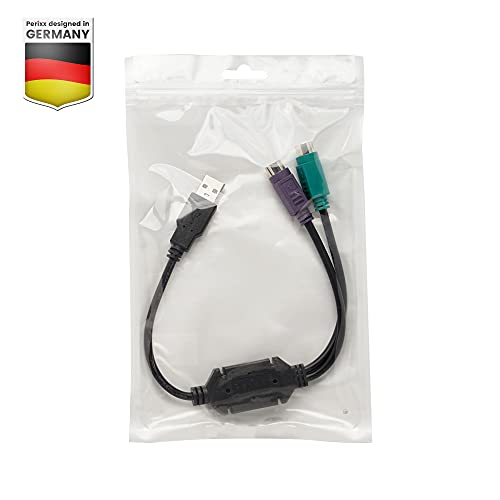 Image of Perixx PERIPRO-401 PS2 to USB Adapter for Keyboard and Mouse - Built-in USB Controller - Black (Pack of 3)