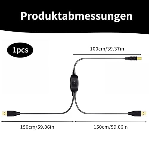 GERUI Rozdzielacz kabla do drukarki, USB-A na USB-B, kabel do drukarki, adapter do dwóch komputerów z jedną drukarką, rozdzielacz 2 w 1 do komputerów, faksów, skanerów