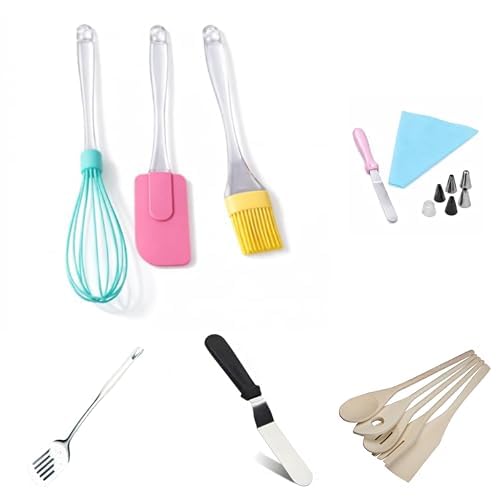 PARENCE.- Kit Ustensiles Cuisine Complet – Spatules Inox, Set Bois, Poches à Douille & Silicone | Accessoires Cuisine et Pâtisserie, Cuisson, Préparation et Décoration