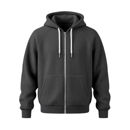 Mens Quarter Zip,Waffle Knit Long Sleeve Men Comfort Quarter Zip V Neck Sweatshirt 2026 Trendy Casual Loose Fit Golf Henley Hoodies,Black,L - image 3