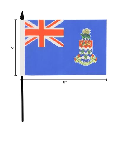 Image of Cayman Islands Table Flag 5'' x 8'' - Caymanian Desk Flag 21 x 14 cm - Black plastic stick and base - AZ FLAG