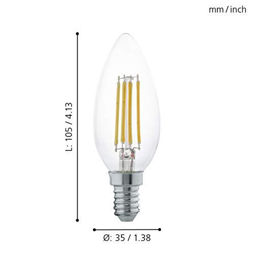 Eglo LED Filament Candle Light Bulb, E14 Edison lamp for Retro Lighting 4 watt (Equivalent to 32 watt), 350 Lumen - Image 4