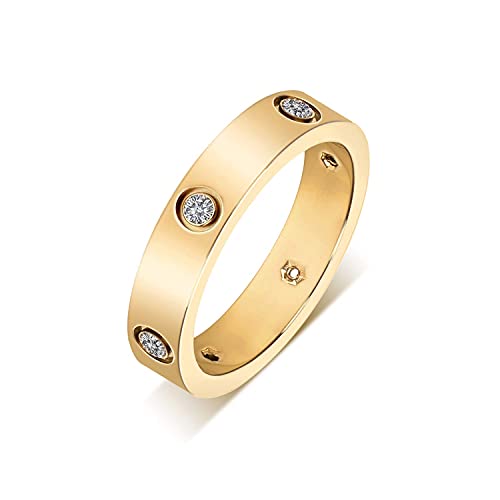 Aojun Fashion Classic 18K Gold Plated Titanium Steel Women Stacking Ring Best Gifts Couples Valentine'S Day thumb #1