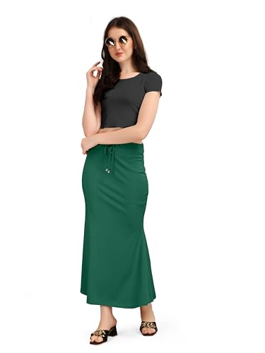 Image of Mogsa Women's Lycra Fishcut Saree Shapewear Petticoat - Tummy Control Slim Fit Stretchable Shaper Skirt with Drawstring & Side Slit for Sarees