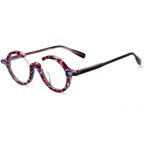 Cadre rond rétro tendance demi-cadre fleur cassée pour lunettes femmes