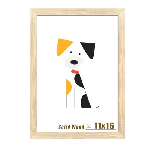 LUCKYLIFE 11x16 Picture Frame Natural Solid Wooden Photo Frames for Wall Display 1 Pack