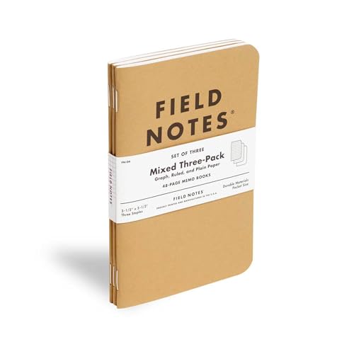 Field Notes FN04 Lot de 3 carnets de notes à couverture souple rustique