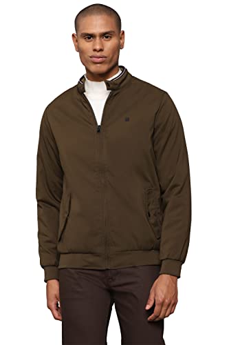 Image of Allen Solly Cotton Men Brown Solid Full Sleeves Casual Short Length Jacket