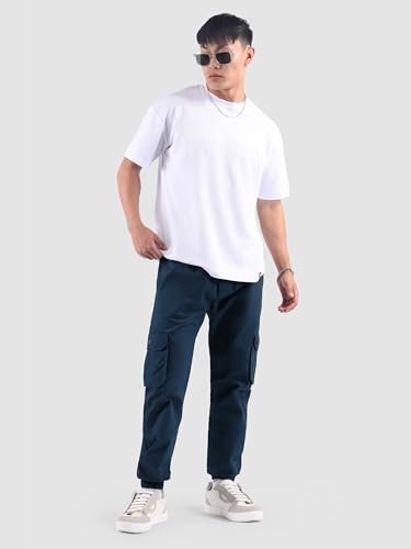 Image of Beyoung Cotton Regular Fit Heavy Gauge Cargo Joggers for Men | Ribbed Hem | Spacious Pockets | Track Pants | Elastic Waistband | Cargo for Men