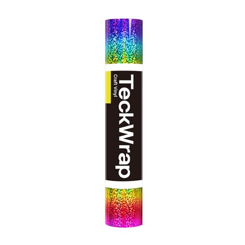 Teckwrap Sparkle Permanent Vinyl Rainbow Holographic Chrome Adhesive Vinyl 1Ft X 5Ft, Rainbow
