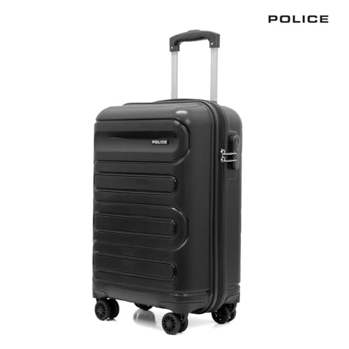 Image of Police Novex Hard PP Check-in Trolley Bag | Lightweight Travel Suitcase with TSA Lock & 8 Smooth Spinner Wheels | Durable Large Luggage for Men & Women | Black (Medium)