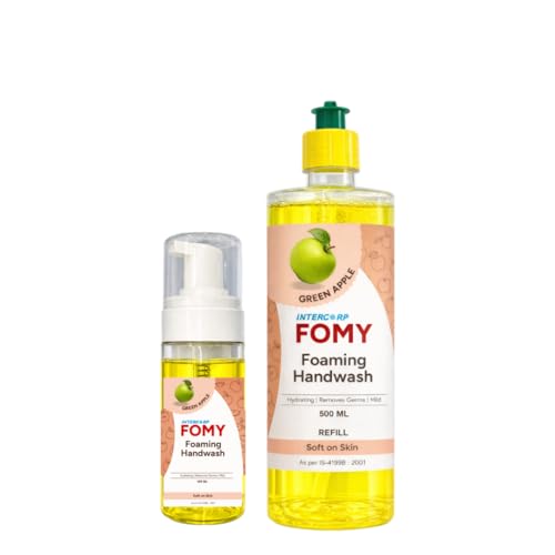 Image of Hydrating Foaming Green Apple Handwash | Dispenser Bottle (160ml) & Refill Bottle (500ml) | Soft & Refreshing Combo Pack | 99% Germs Protection