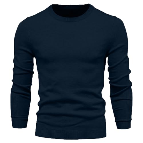 Men Sweater Crew Neck Long Sleeve Sweaters Loose Fit Pullover Sweaters Cable Knit Pullover Warm Winter Thermal Tops