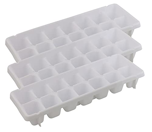 Arrow Home Products Plastic Ice Cube Trays for Freezer, 3 Pack - Made in the USA, BPA Free Plastic - 14 Classic-Size Ice Cubes Per Tray with Easy-Release Design - Stackable, Dishwasher Safe - White