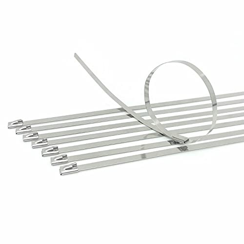 ezitown 100 Pcs Cable Ties 13.8 Inch Self-locking Heavy Duty Stainless Steel Metal Cable Lock Tie