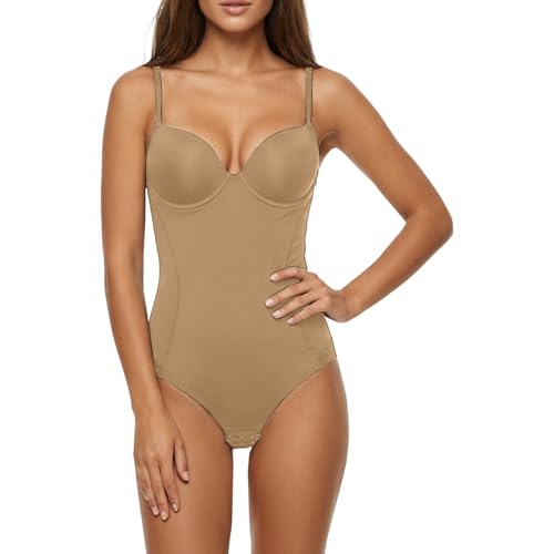 Genérico Body Completo Sin con Sujetador Incorporado Y Control De Encaje para Una Prenda Base Adelgazante (Khaki L)