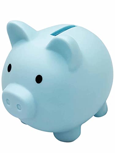 貯金箱 かわいい 豚 500円玉貯金箱 子供 500円玉 ブタさん貯金箱 割れない貯金箱 プレゼント RIMINA (小, ブルー)