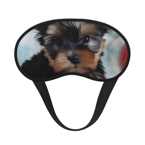 Sleep Mask for Side Sleeper Silk Sleeping Eye Masks with Elastic Strap Super Soft Eye Sleep Shade Cover Yorkie Puppy Blackout Night Blindfold for Women Men Travel