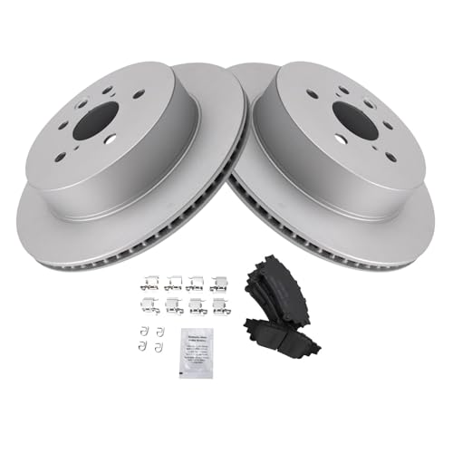 Image of TRQ Rear Brake Pad and Rotor Set Ceramic Coated Rotors Compatible with 2014 Lexus IS250