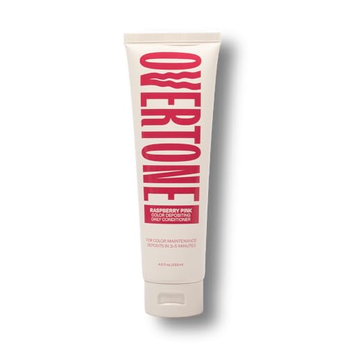 Image of Overtone Daily Color Depositing Conditioner for Hair, Raspberry Pink: Temporary Pigment with Shea, Coconut & Avocado Oils, Hydrating, Vegan & Cruelty-Free, All Hair Types, 4.5oz.