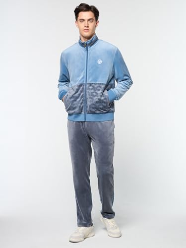 Sergio Tacchini Men's Foggia Velour Debossed Track Jacket- Coronet Blue2