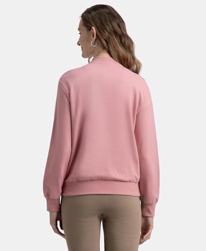 Image of Jockey A111 Women's Super Combed Cotton French Terry Drop Shoulder Styled Jacket with Ribbed Cuff and Hem Lilas XXL
