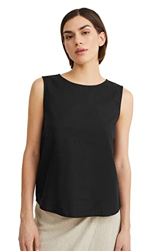 C&A Damen Rundhalsausschnitt Bluse Unifarben schwarz 42