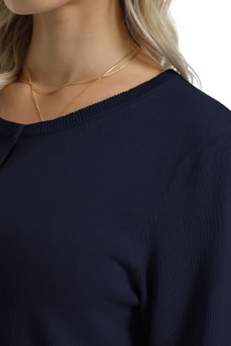 Image of QUALFORT Women's 100% Cotton Lightweight Cardigans Long Sleeve Knitted Button Down Sweater