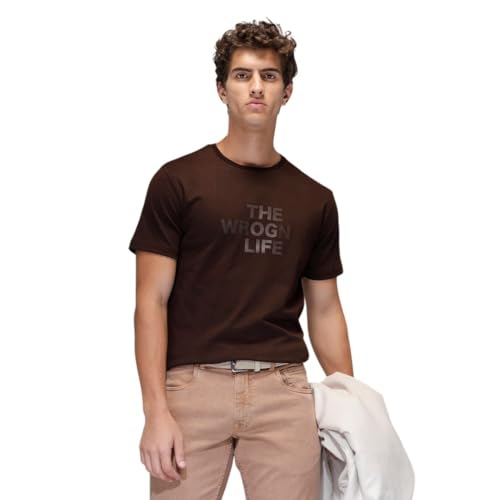 Image of WROGN Men's 100% Cotton T-Shirt | 3D Graphic Print | Slim Fit