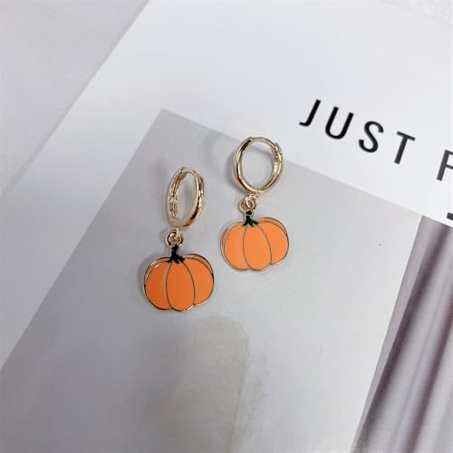 Cute Pumpkin Small Hoop Earrings for Women Dainty Minimalist Gold-tone Halloween Thanksgiving Holiday Huggie Hoops Dangle Drop Earring Fashion Jewelry2