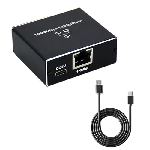 DC 5V 1 to 2 Out RJ45 LAN Ethernet Splitter with USB Cable Support 2 Device/Network Access for Cat5/5e/6/7/8 Cable