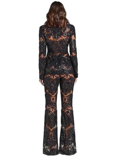 Women's Floral Lace Mesh 2 Piece Sets Suits Women Elegant Hollow Bridal Suiting for Wedding Party3