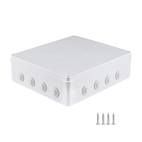 16" x 14" x 4.75" ABS Plastic Junction Box, Waterproof IP65 Electrical Junction Box with Reserved Holes, Weatherproof Outdoor Dustproof Boxes with Cover Universal Project Enclosure for Electronics