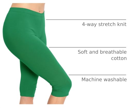 Image of STRETCH IS COMFORT Cotton Capri Leggings, Knee Length Pants, Plus Size