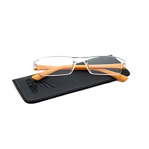 Image of Enlite(Model 001) Reading Glasses | One Piece Transparent Front | Scratch Resistance Coated | Available with attractive Case | Ideal for Near Vision | Power Range + 1.00D to +4.00D (0.50 step) | Available in Gold & Silver colour