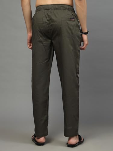 Image of Majestic Man Comfort Fit Solid Cotton Casual Lounge Pyjama with Elastic Waist, Drawstring & Zip Closure