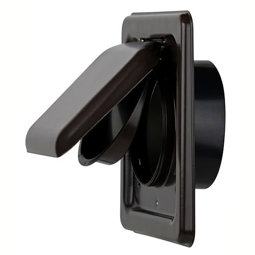 Image of NO-PEST VENT Dual Door Dryer Vent Cover 4 Inch Outdoor, Made in USA, Highest UV-Resistant Plastic, No Lint-Collecting Screen (Brown, 4 inch Metal Vent With Collar)